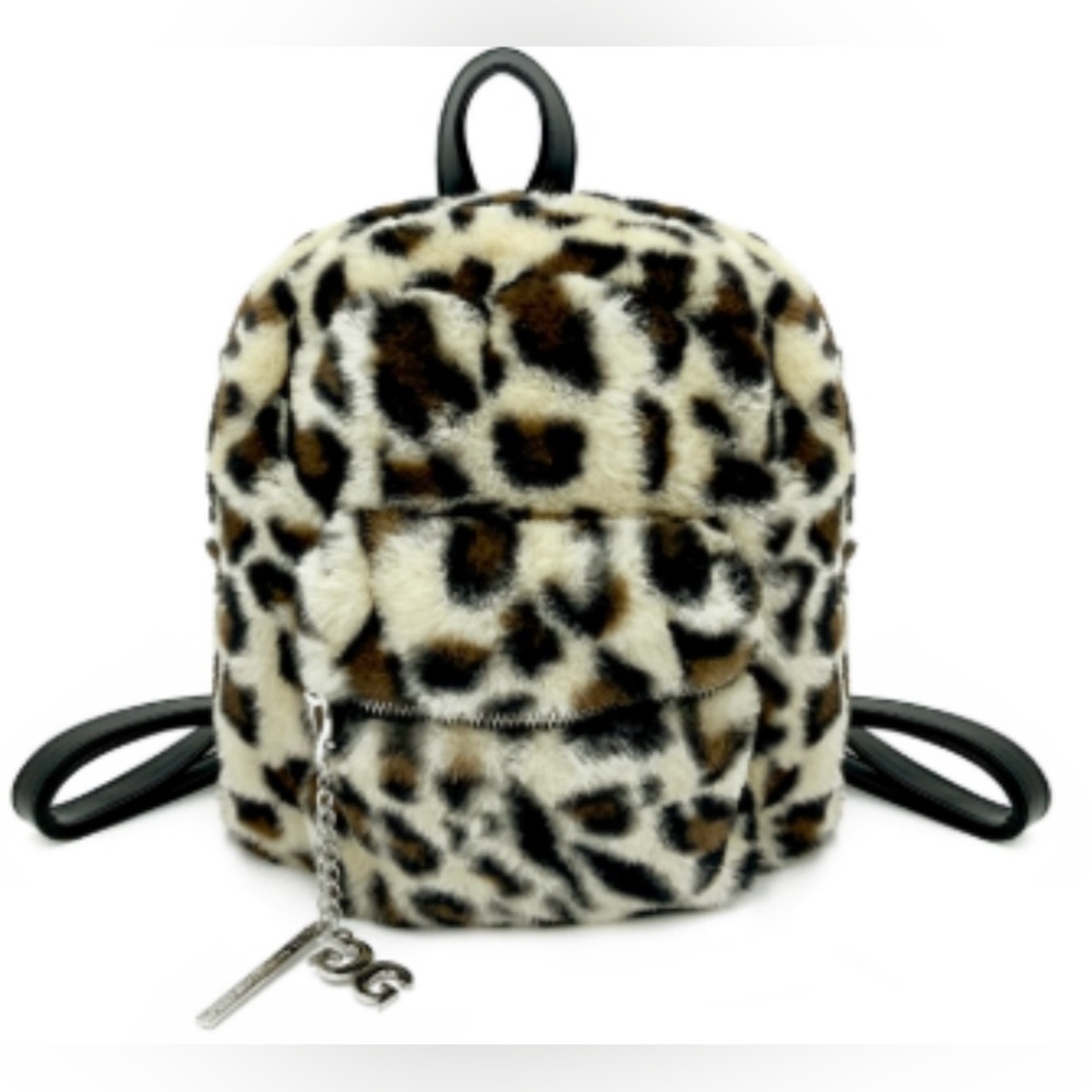 Gilda Paris Leopard Print Faux Fur Backpack